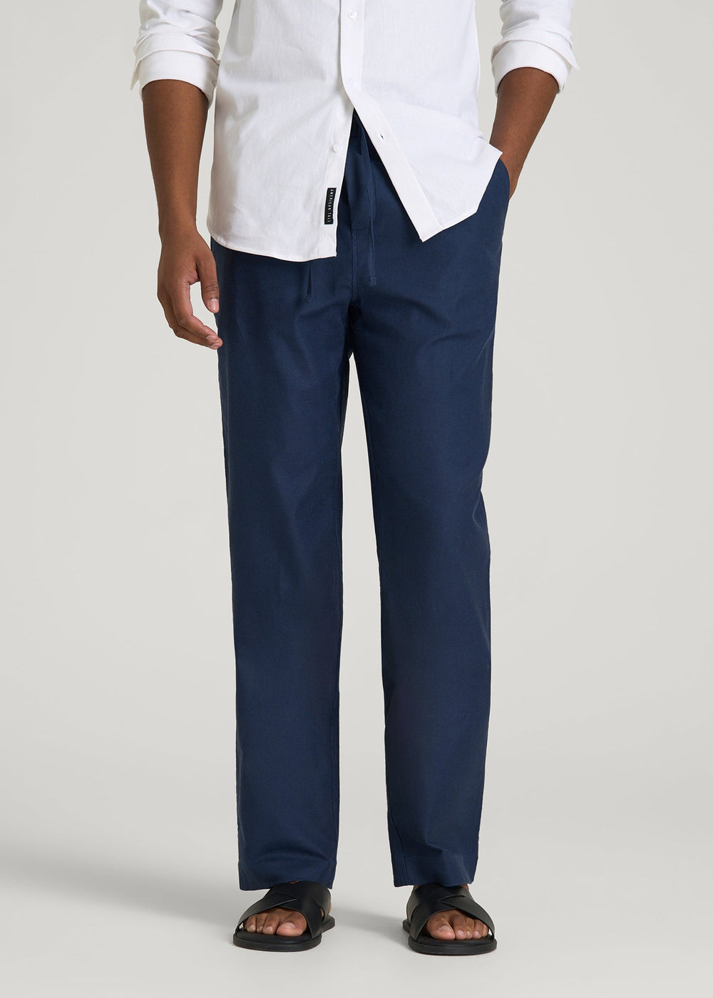 American Tall Online Shop | Stretch Cotton Linen Blend Pull-On Pants for Tall Men in Navy Blue