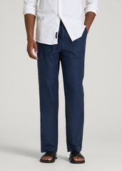 American Tall Online Shop | Stretch Cotton Linen Blend Pull-On Pants for Tall Men in Navy Blue