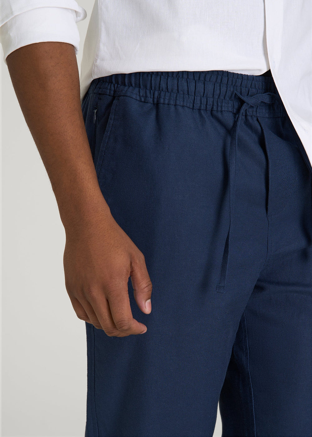 American Tall Online Shop | Stretch Cotton Linen Blend Pull-On Pants for Tall Men in Navy Blue