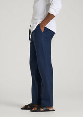 American Tall Online Shop | Stretch Cotton Linen Blend Pull-On Pants for Tall Men in Navy Blue