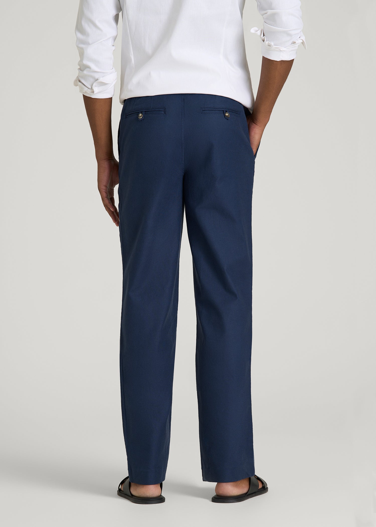 American Tall Online Shop | Stretch Cotton Linen Blend Pull-On Pants for Tall Men in Navy Blue