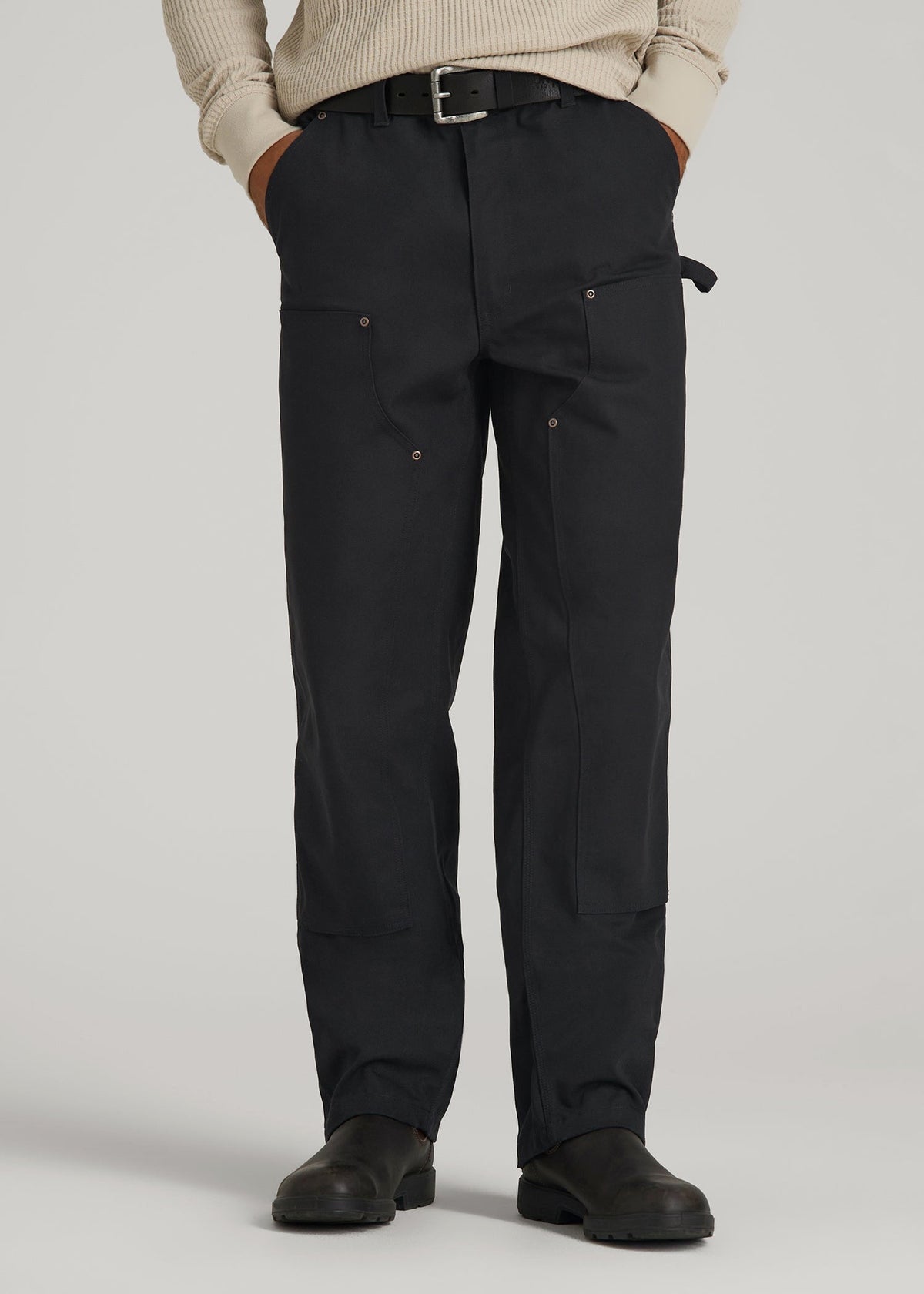 American Tall Discount | LJ&S Double Front Utility Work Pants for Tall Men in Black