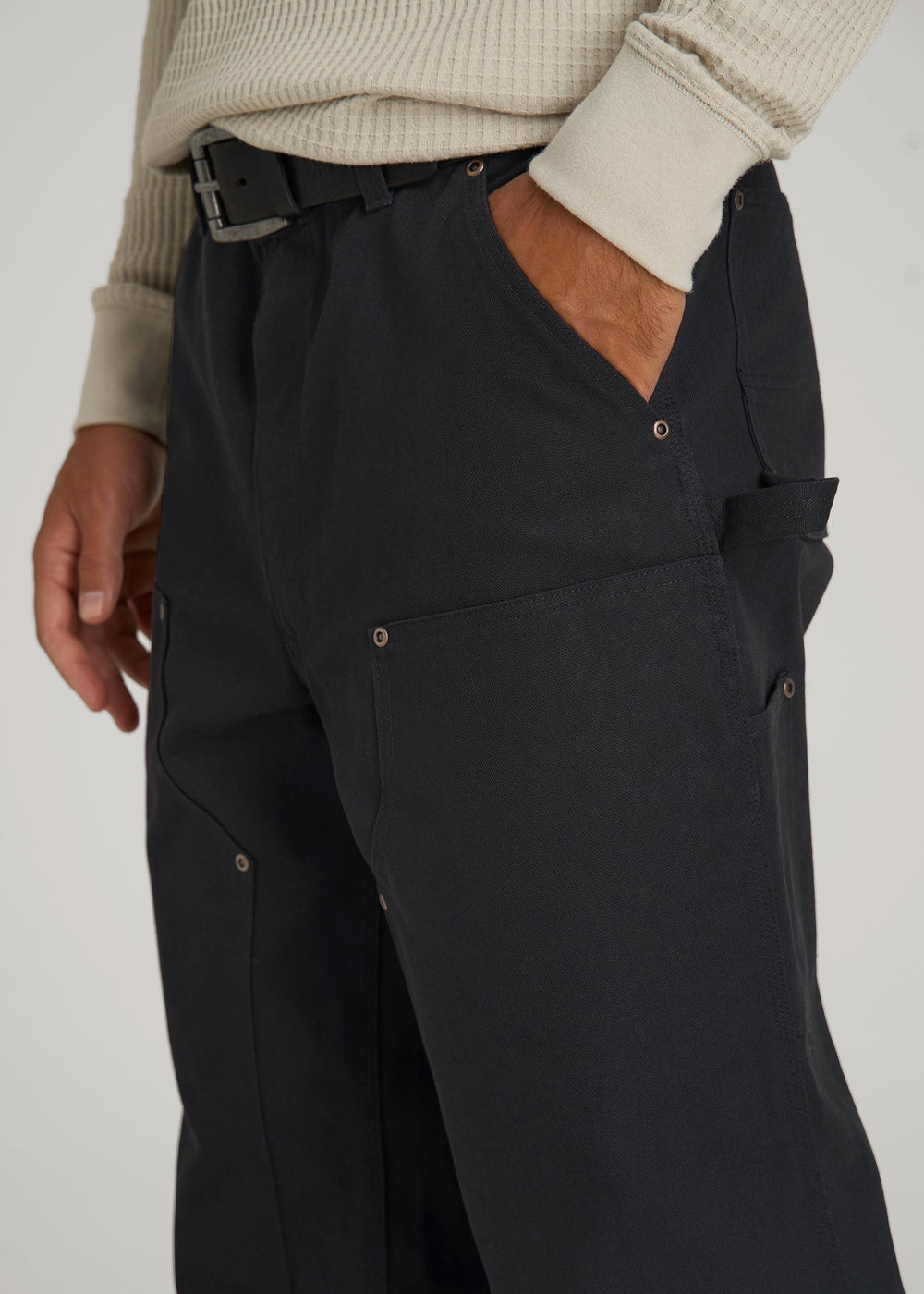 American Tall Discount | LJ&S Double Front Utility Work Pants for Tall Men in Black