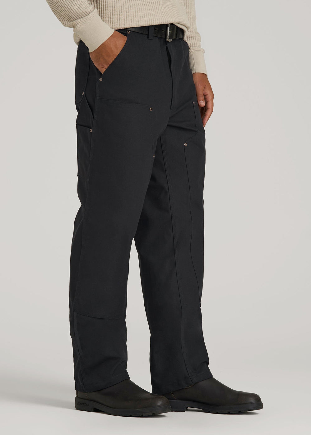 American Tall Discount | LJ&S Double Front Utility Work Pants for Tall Men in Black