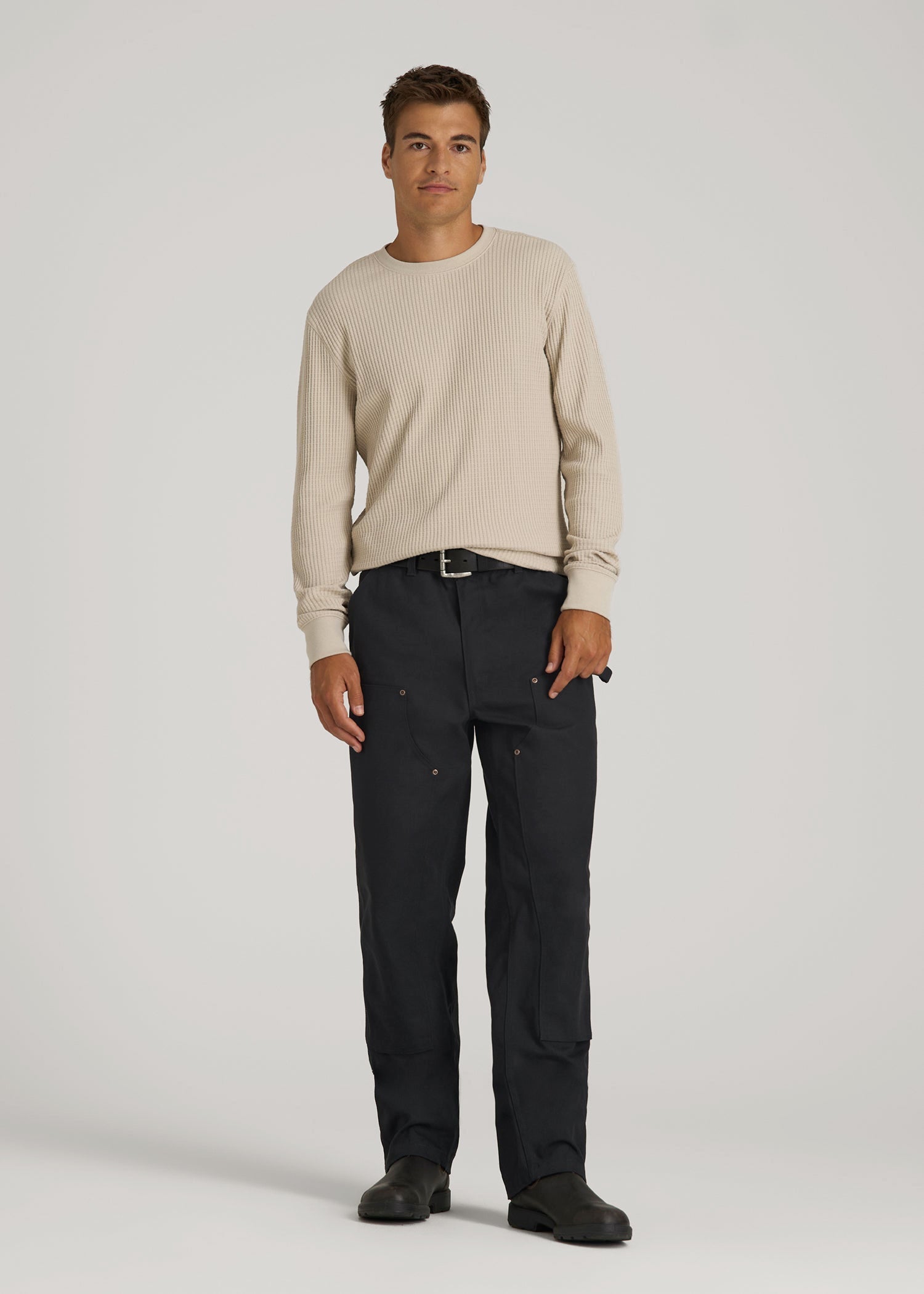 American Tall Discount | LJ&S Double Front Utility Work Pants for Tall Men in Black
