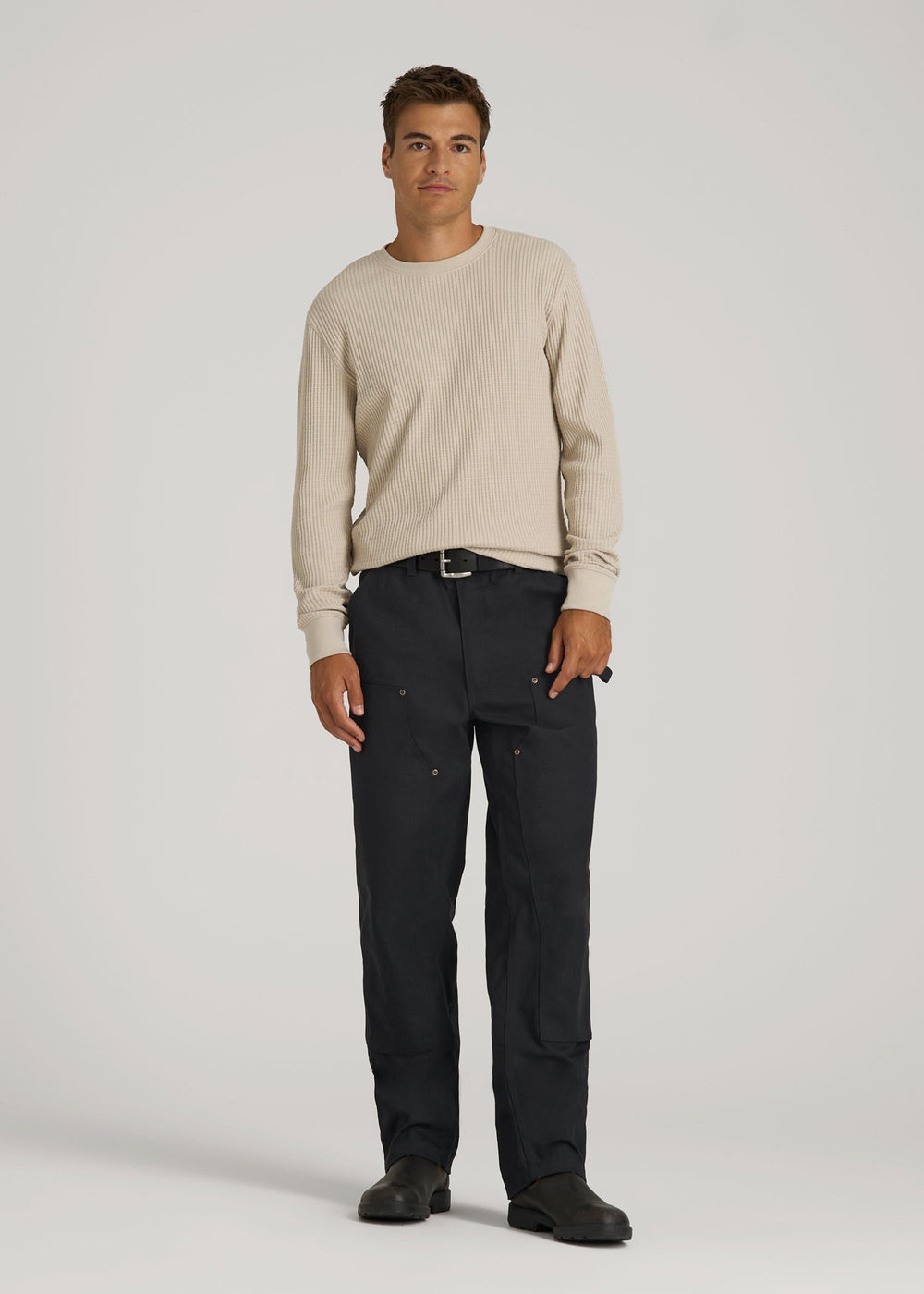 American Tall Discount | LJ&S Double Front Utility Work Pants for Tall Men in Black