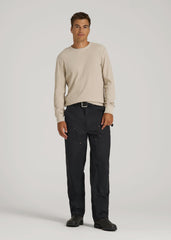 American Tall Discount | LJ&S Double Front Utility Work Pants for Tall Men in Black
