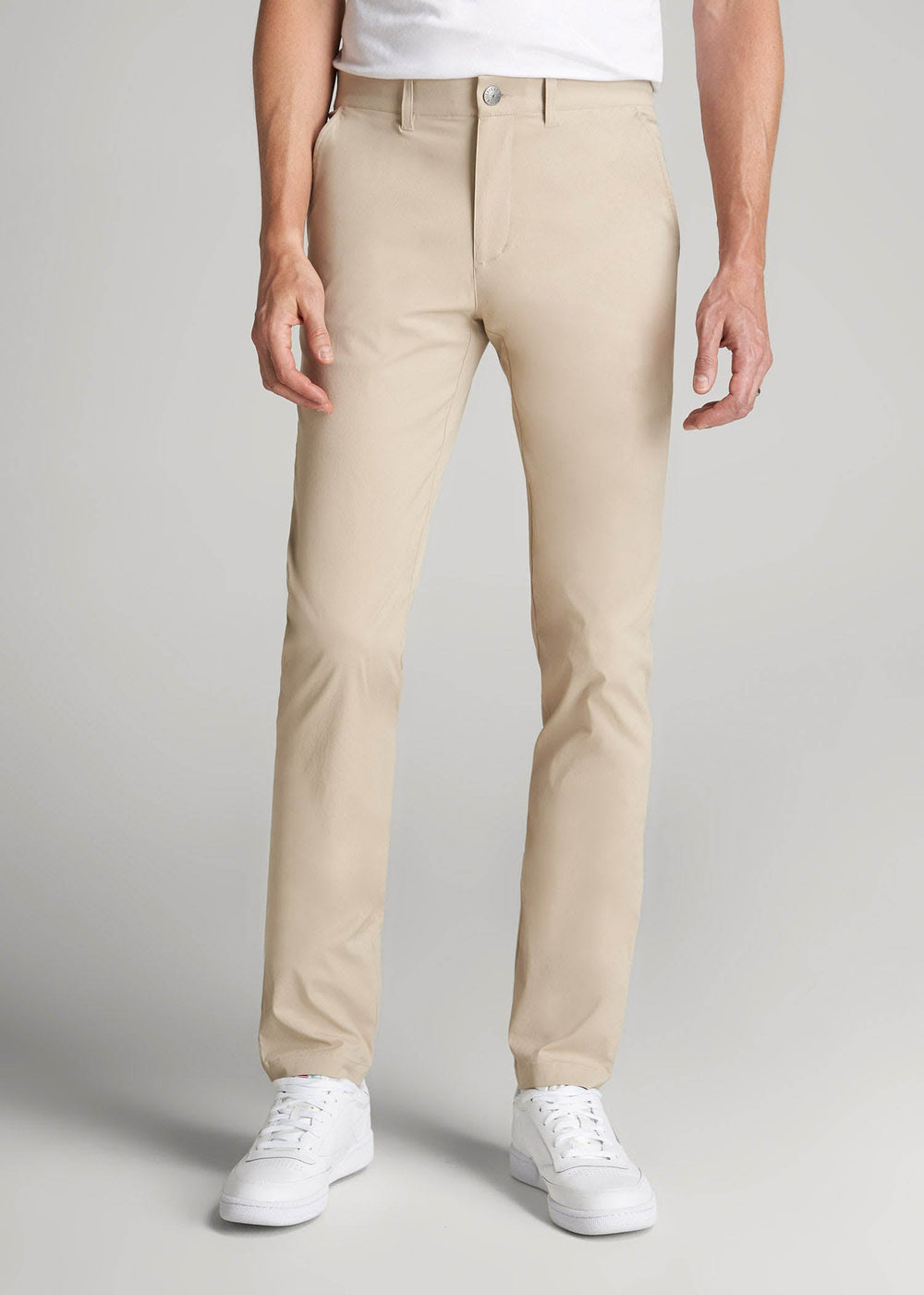 American Tall Outlet | TAPERED FIT Traveler Chino Pants for Tall Men in Light Khaki