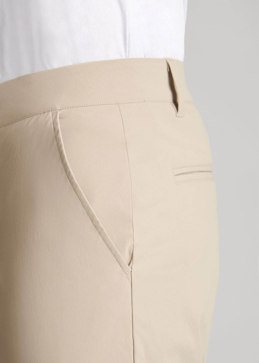 American Tall Outlet | TAPERED FIT Traveler Chino Pants for Tall Men in Light Khaki