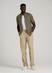 American Tall Online Shop | Relaxed Pleated Trousers for Tall Men in Light Khaki