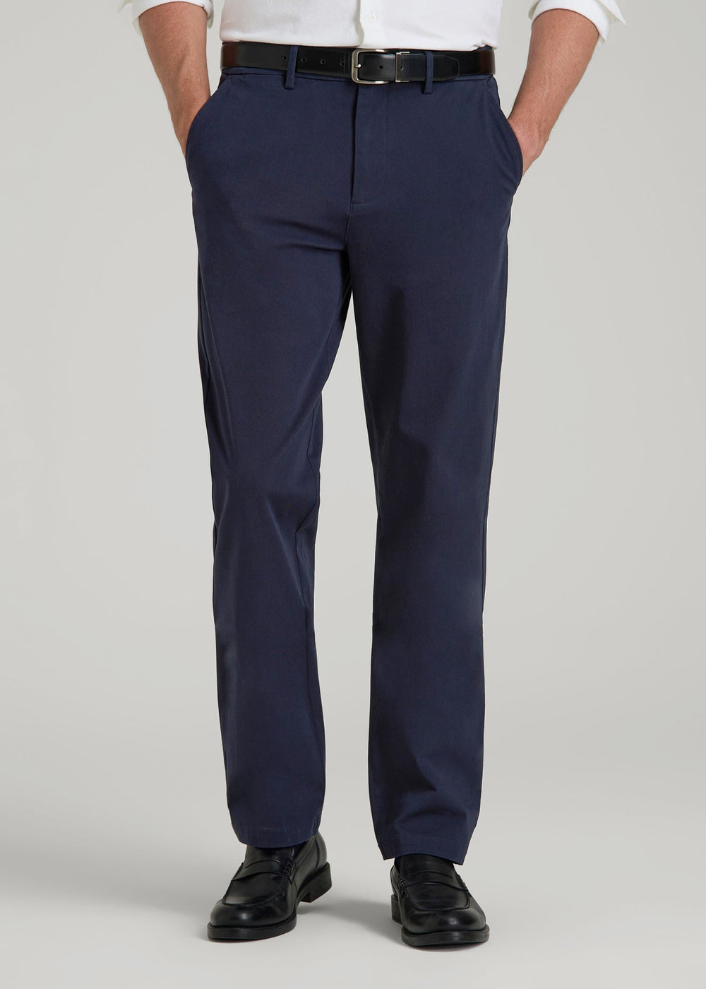 American Tall Outlet | 4-Way Stretch Commuter Tapered Chino Pants for Tall Men in Patriot Blue