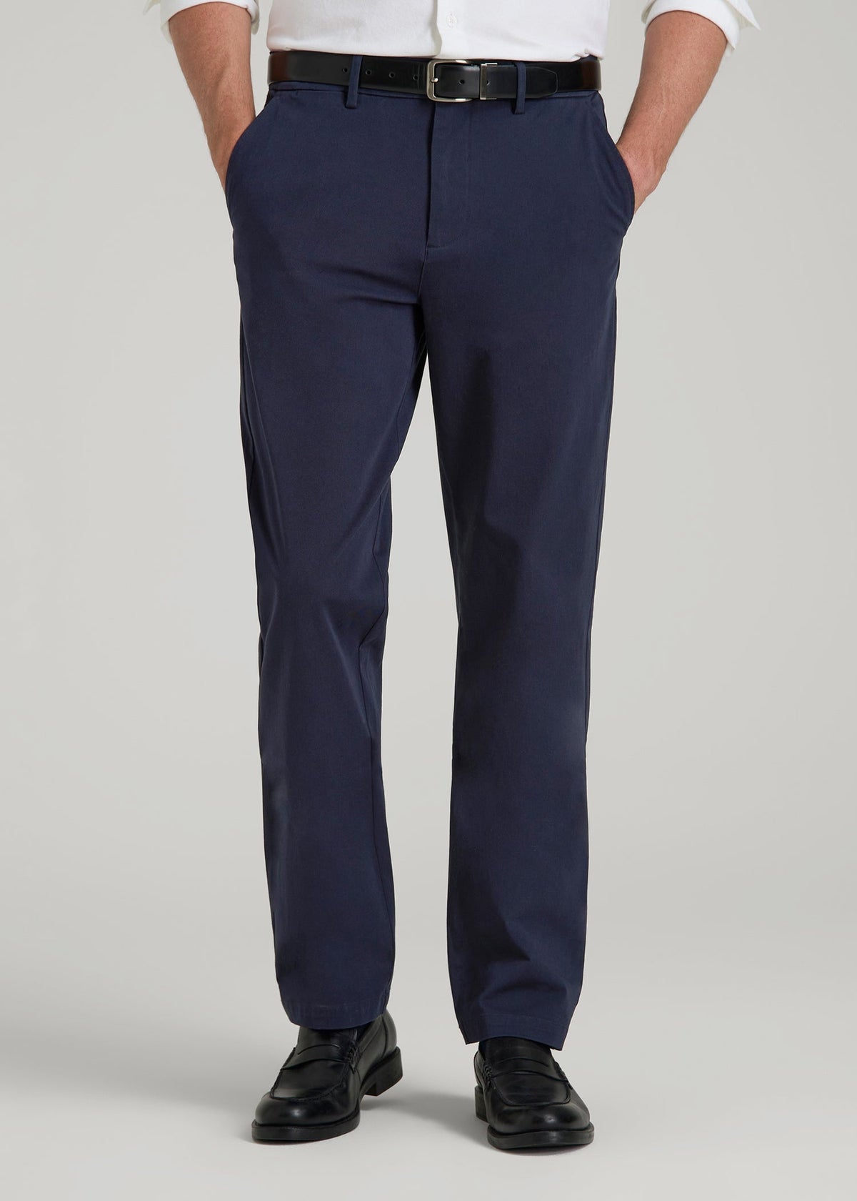 American Tall Outlet | 4-Way Stretch Commuter Tapered Chino Pants for Tall Men in Patriot Blue