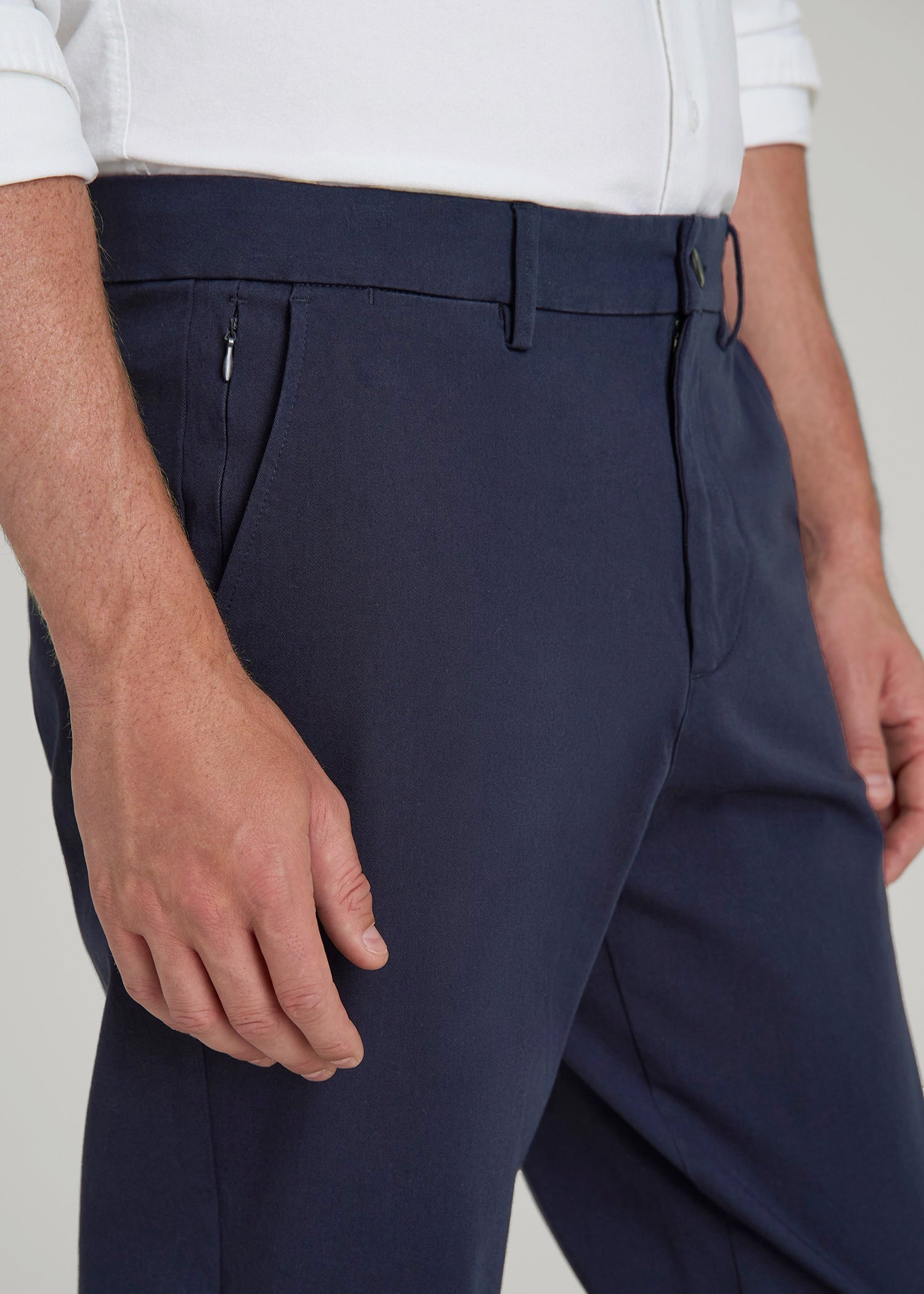 American Tall Outlet | 4-Way Stretch Commuter Tapered Chino Pants for Tall Men in Patriot Blue