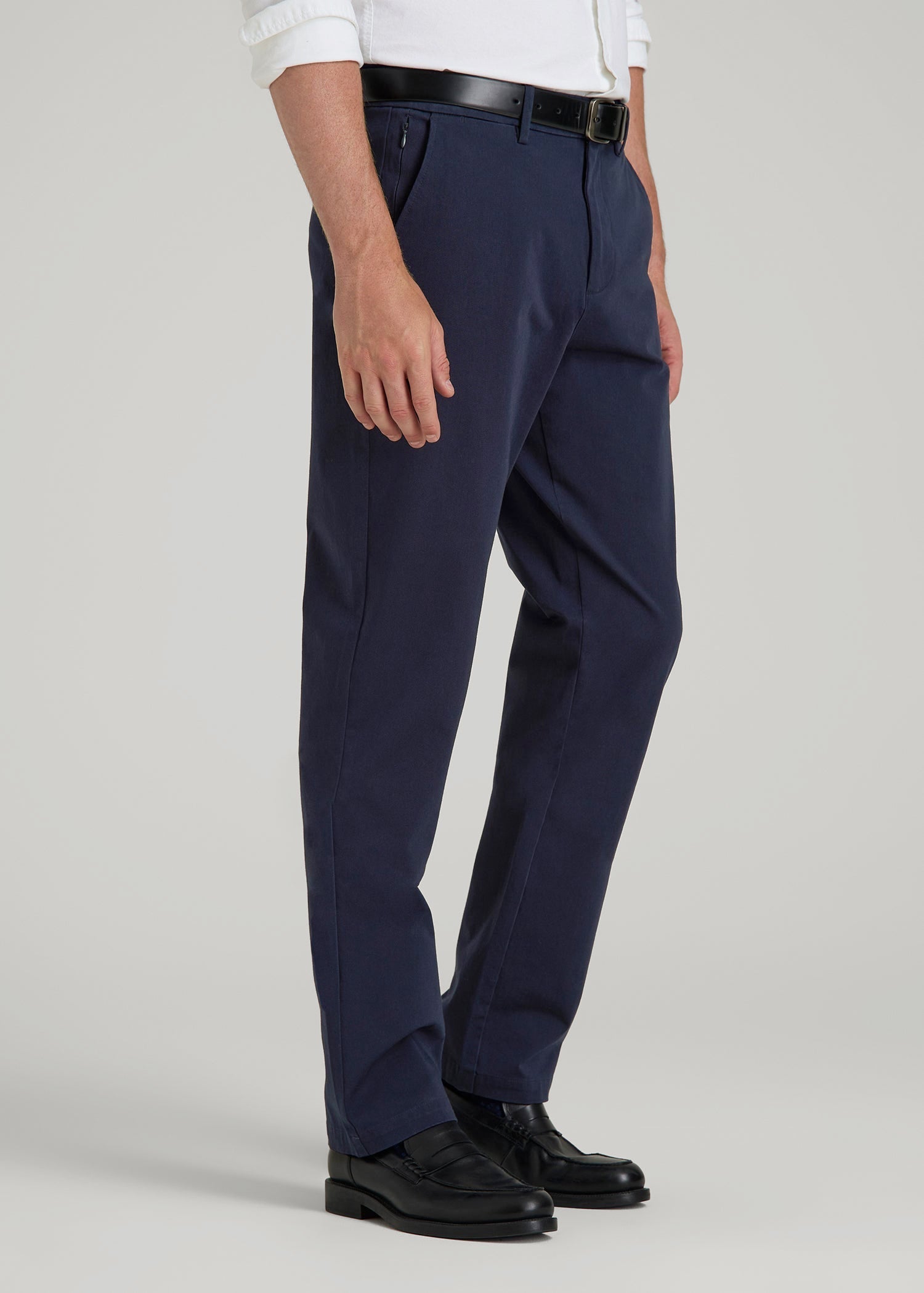 American Tall Outlet | 4-Way Stretch Commuter Tapered Chino Pants for Tall Men in Patriot Blue