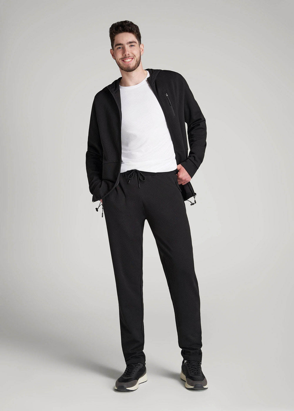 American Tall For Sale | Tech-Knit Zip Joggers for Tall Men in Black
