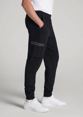 American Tall Online Shop | Tech Motion Fleece Cargo Joggers for Tall Men in Black