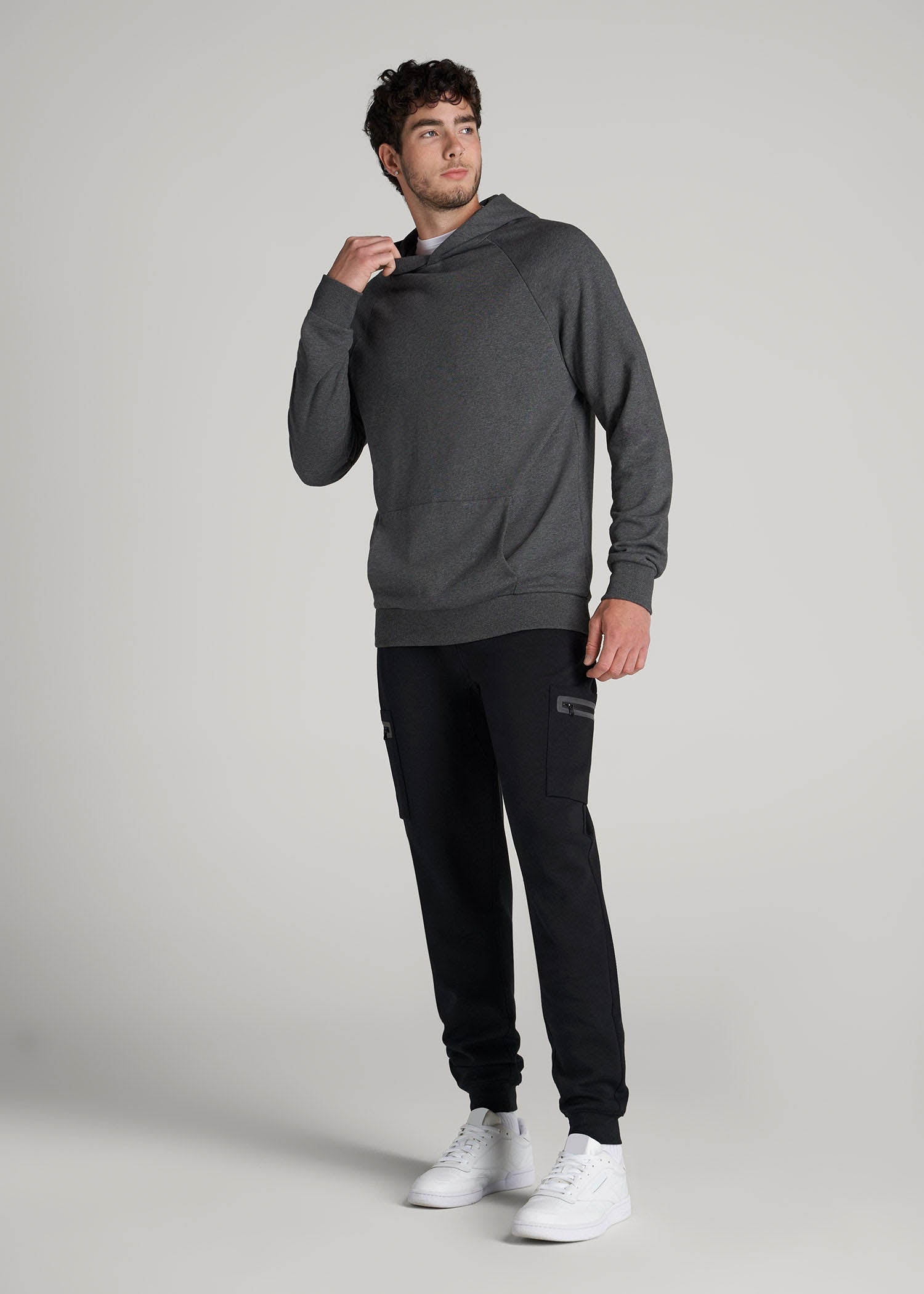 American Tall Online Shop | Tech Motion Fleece Cargo Joggers for Tall Men in Black