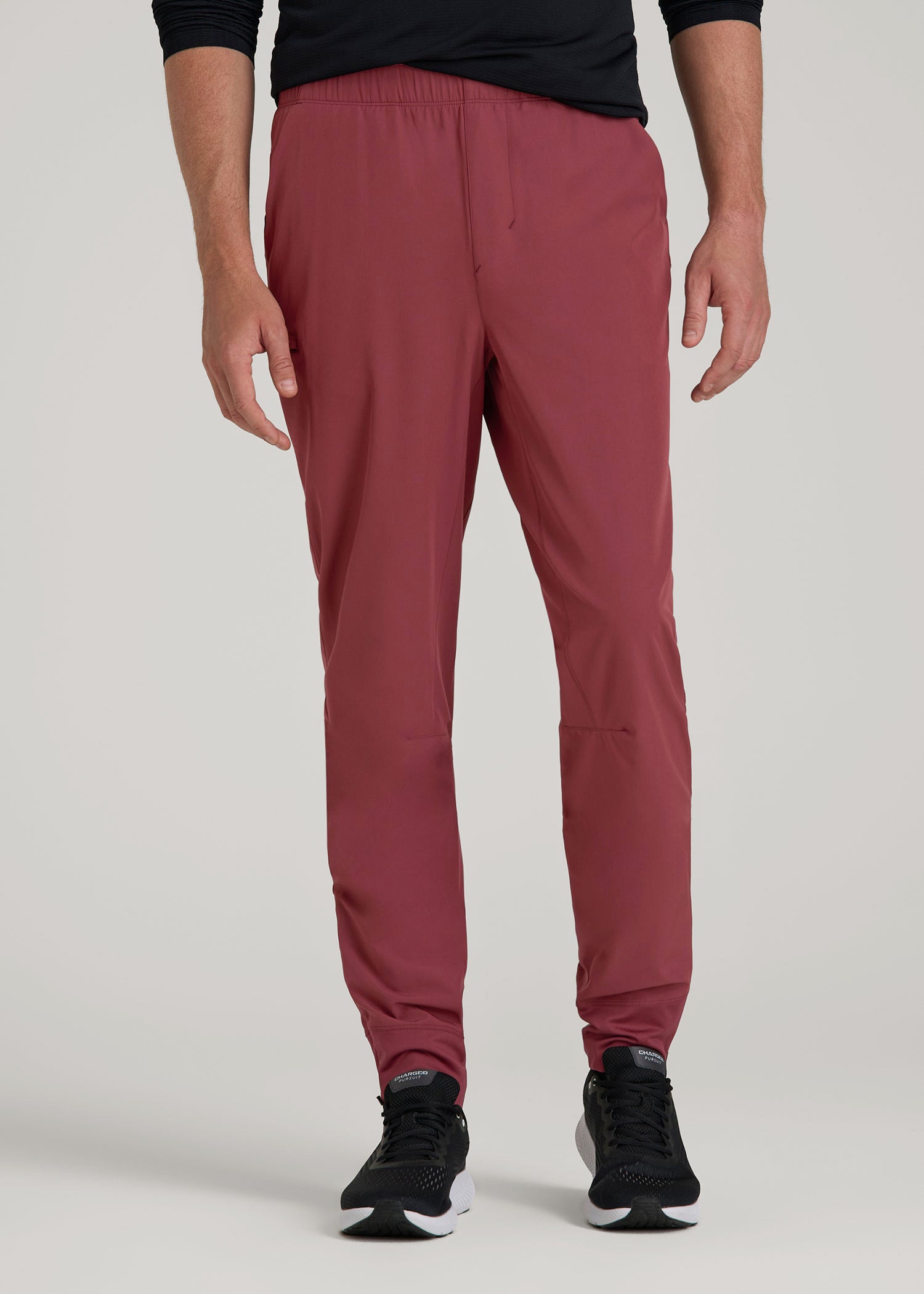 American Tall For Sale | Featherweight Perforated Training Joggers for Tall Men in Oxblood Red