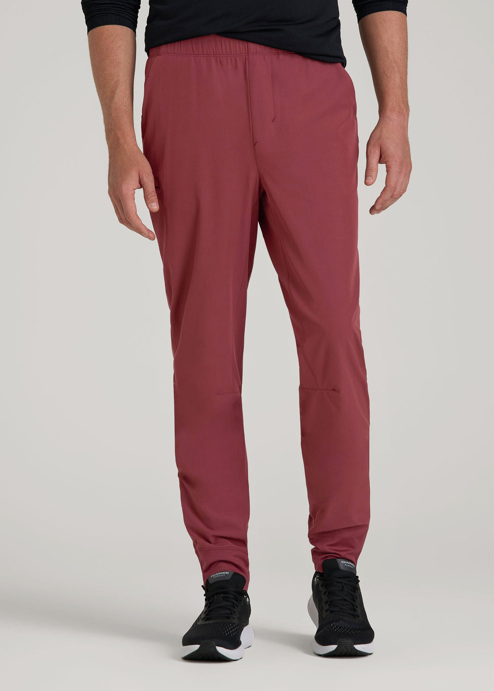 American Tall For Sale | Featherweight Perforated Training Joggers for Tall Men in Oxblood Red