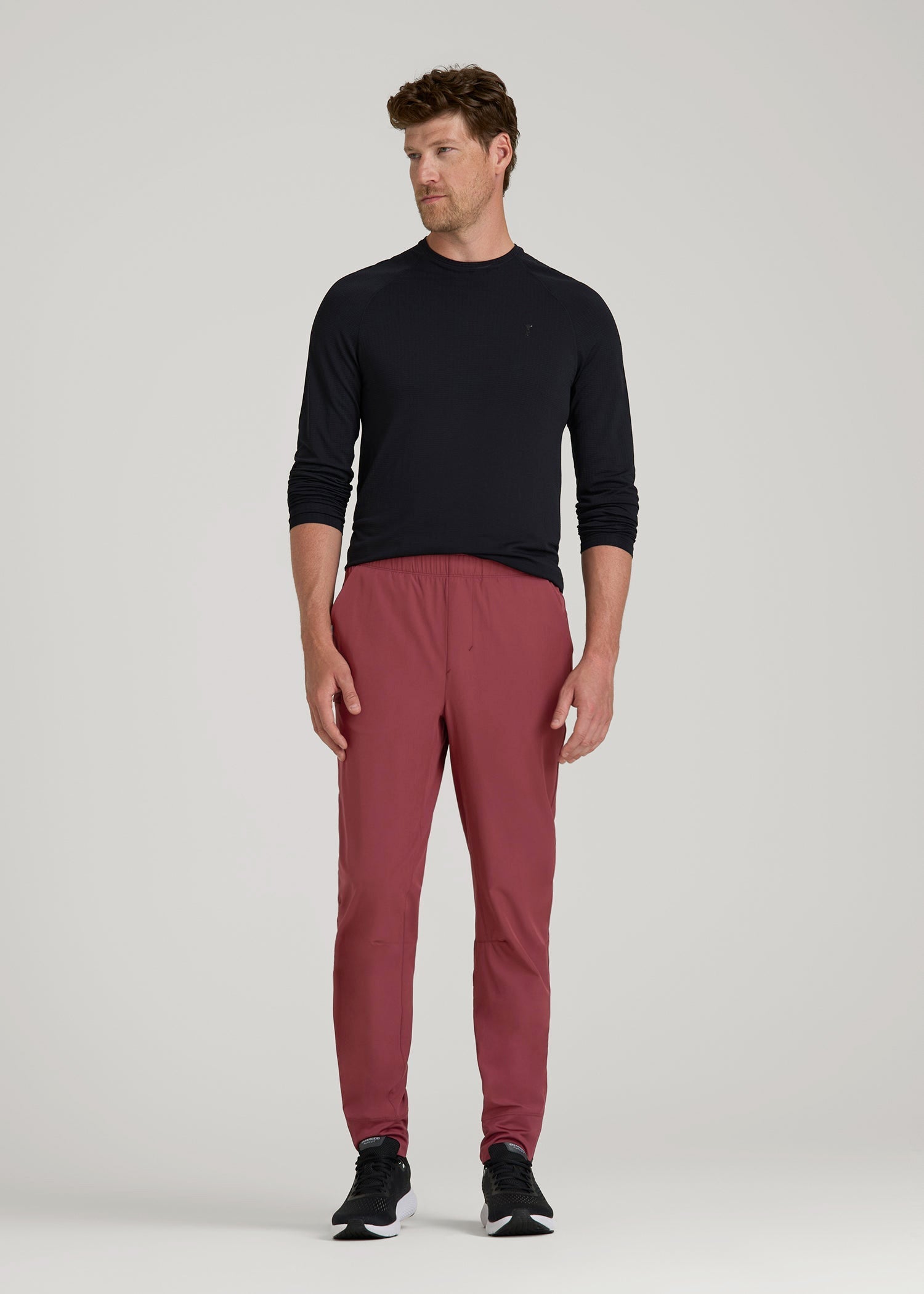 American Tall For Sale | Featherweight Perforated Training Joggers for Tall Men in Oxblood Red