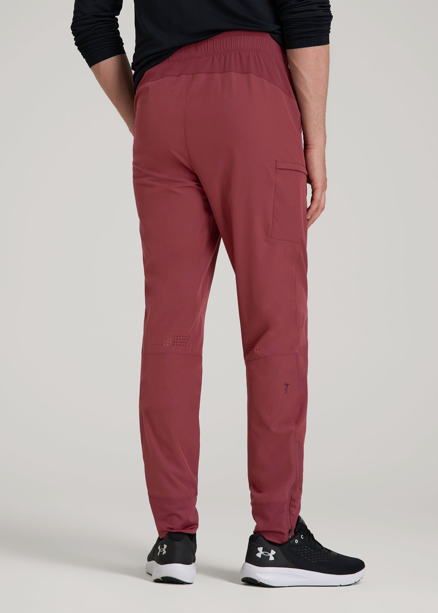 American Tall For Sale | Featherweight Perforated Training Joggers for Tall Men in Oxblood Red