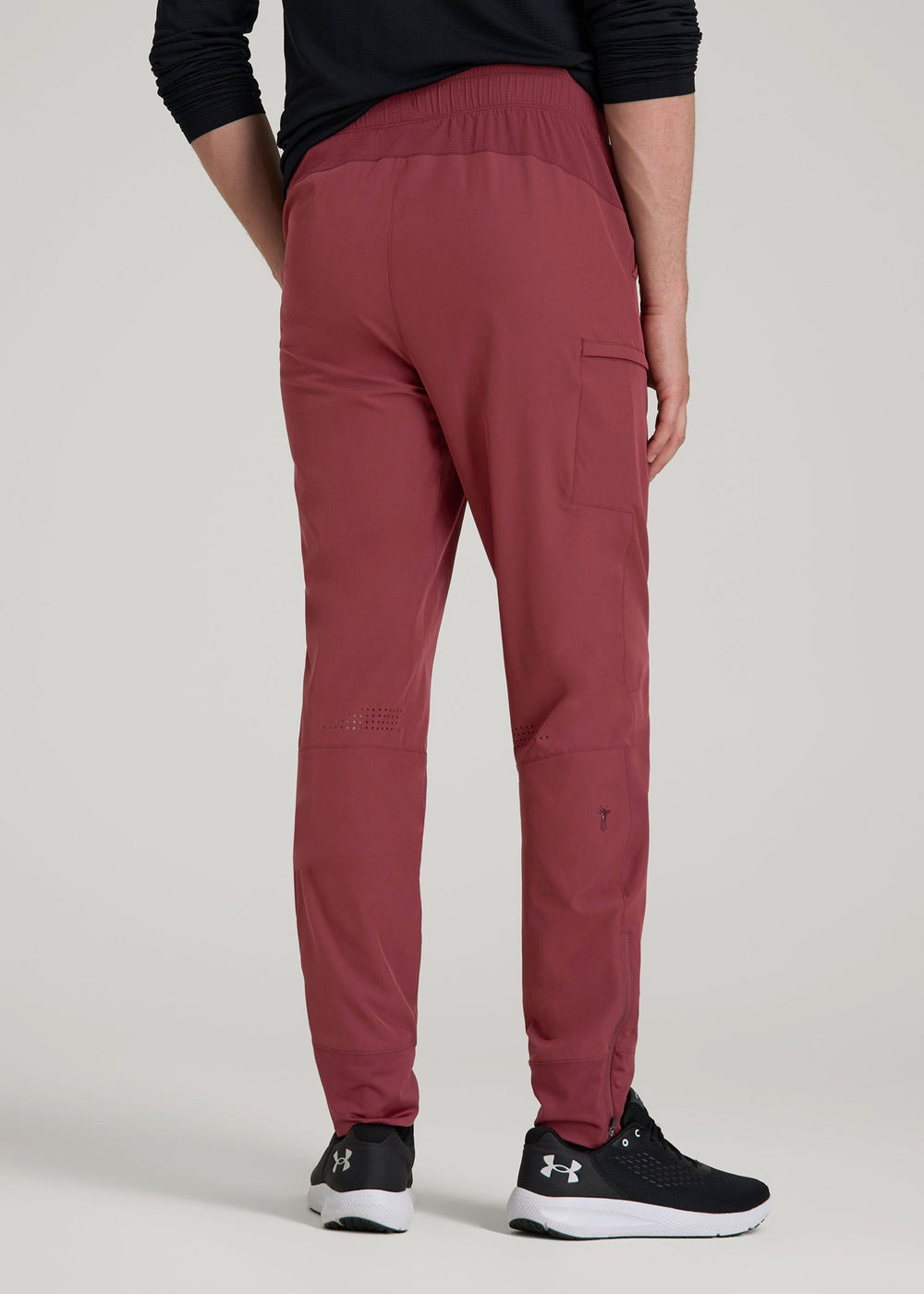 American Tall For Sale | Featherweight Perforated Training Joggers for Tall Men in Oxblood Red