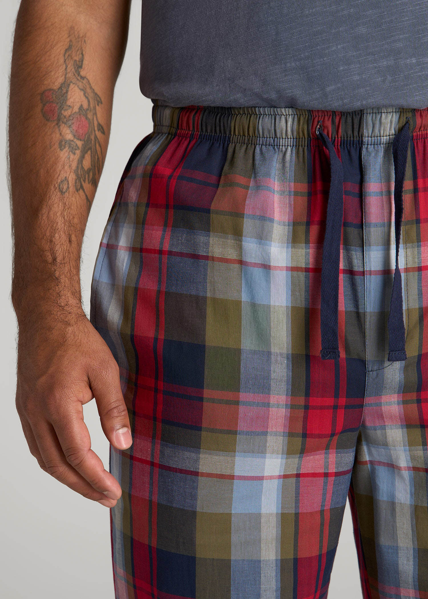 American Tall For Sale | Woven Pajama Pants for Tall Men in Blue & Green Plaid