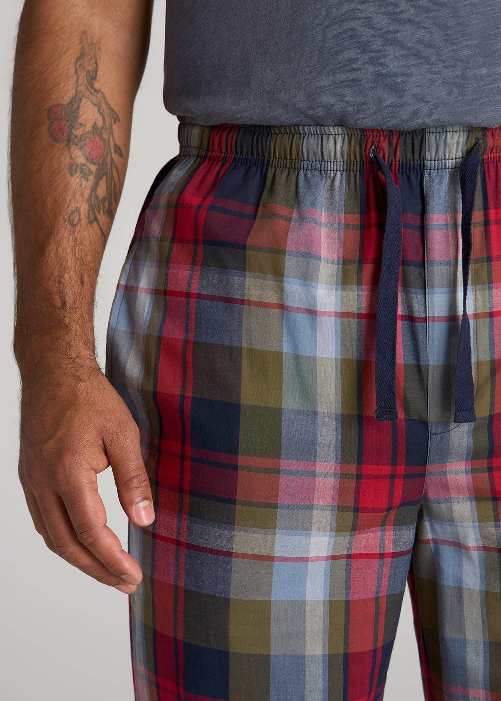 American Tall For Sale | Woven Pajama Pants for Tall Men in Blue & Green Plaid