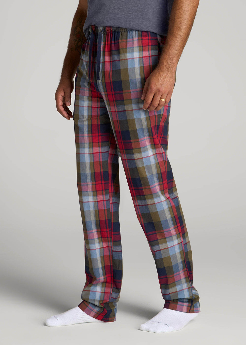 American Tall For Sale | Woven Pajama Pants for Tall Men in Blue & Green Plaid