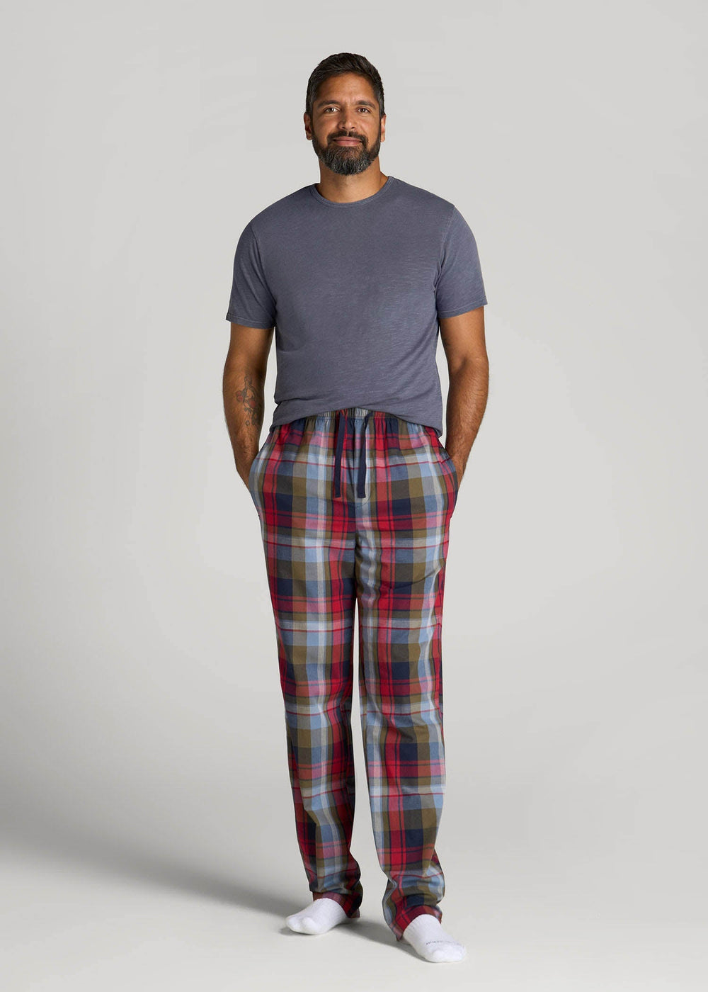American Tall For Sale | Woven Pajama Pants for Tall Men in Blue & Green Plaid