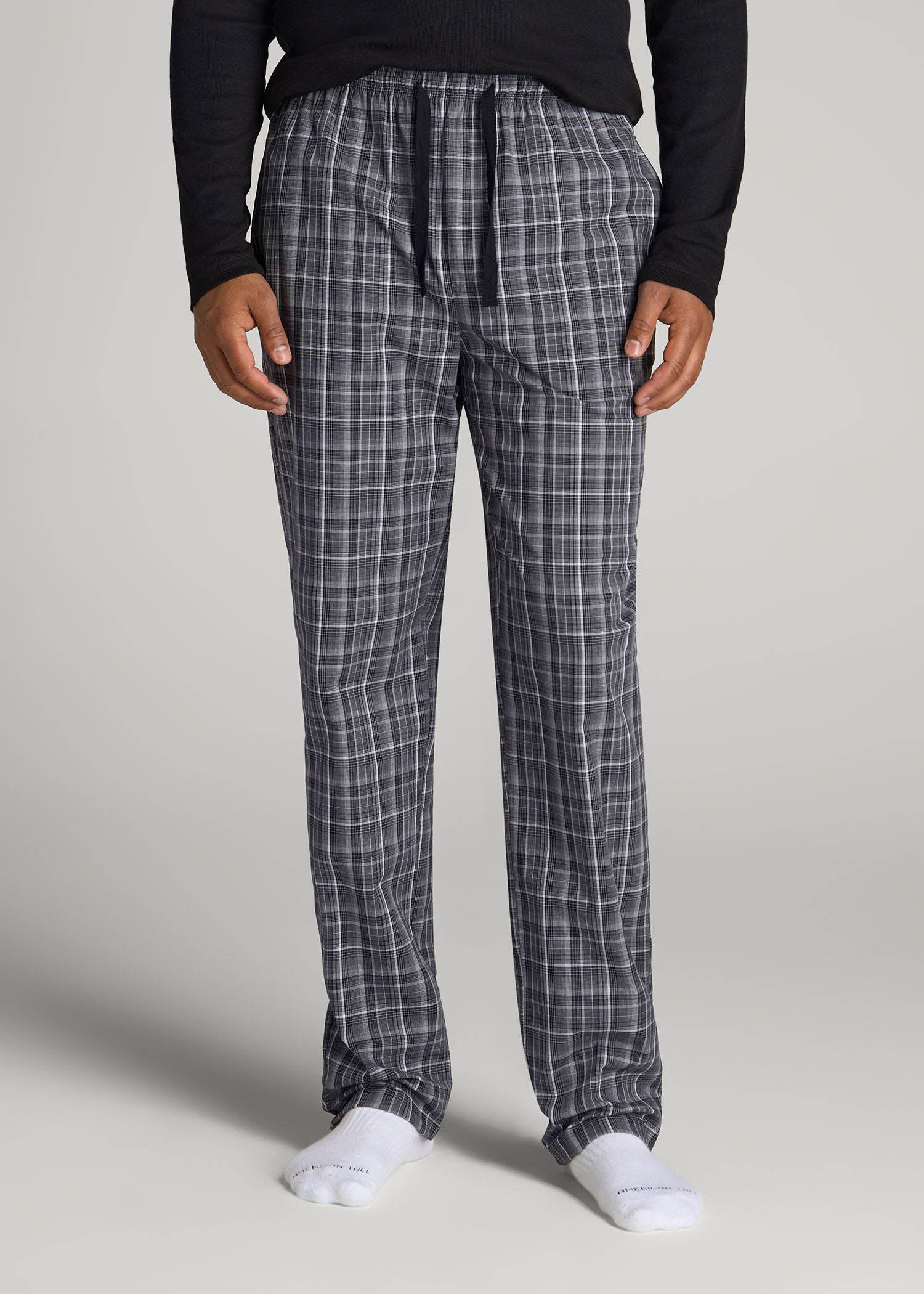 American Tall Online Shop | Woven Pajama Pants for Tall Men in Black & Grey Plaid