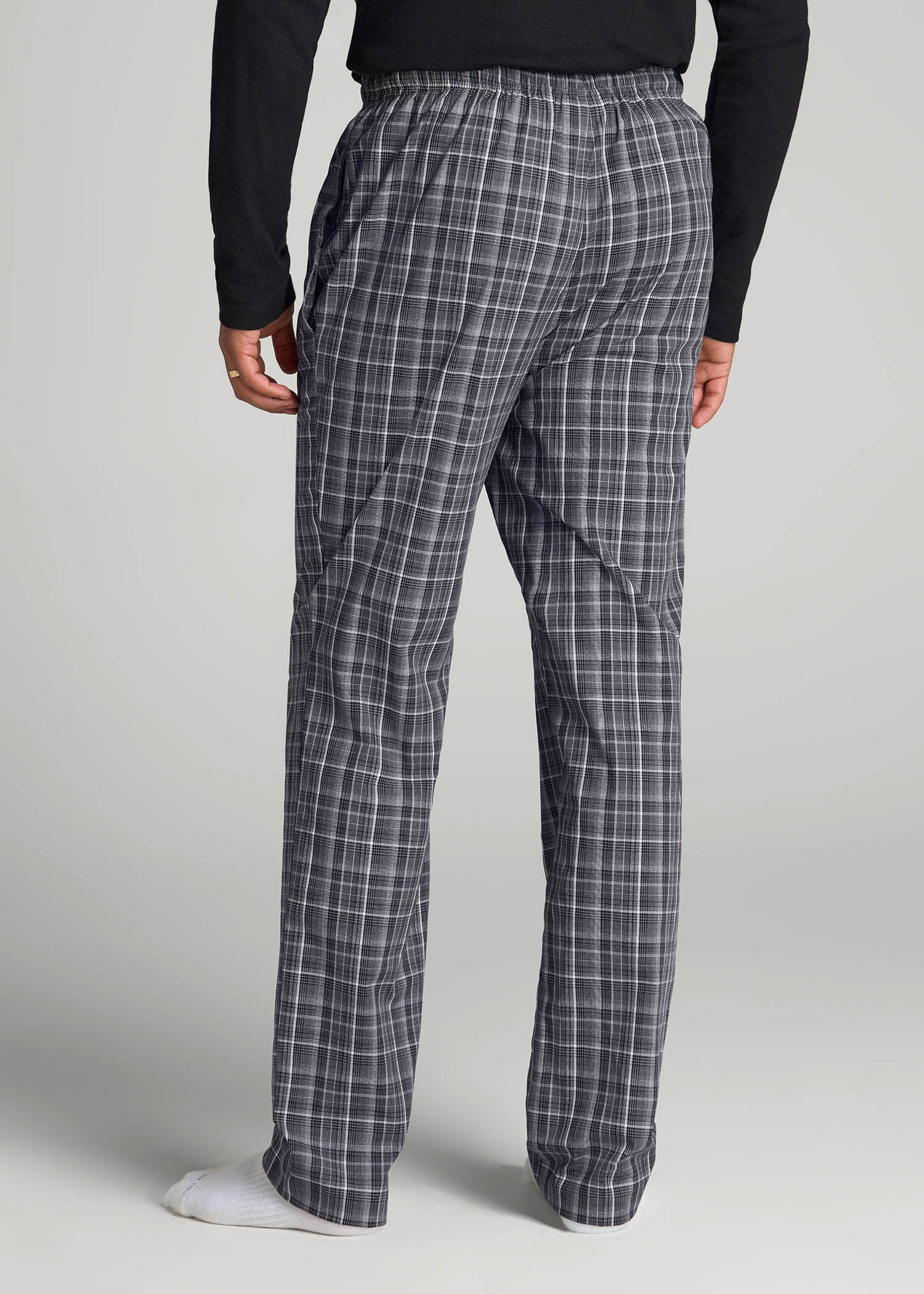 American Tall Online Shop | Woven Pajama Pants for Tall Men in Black & Grey Plaid