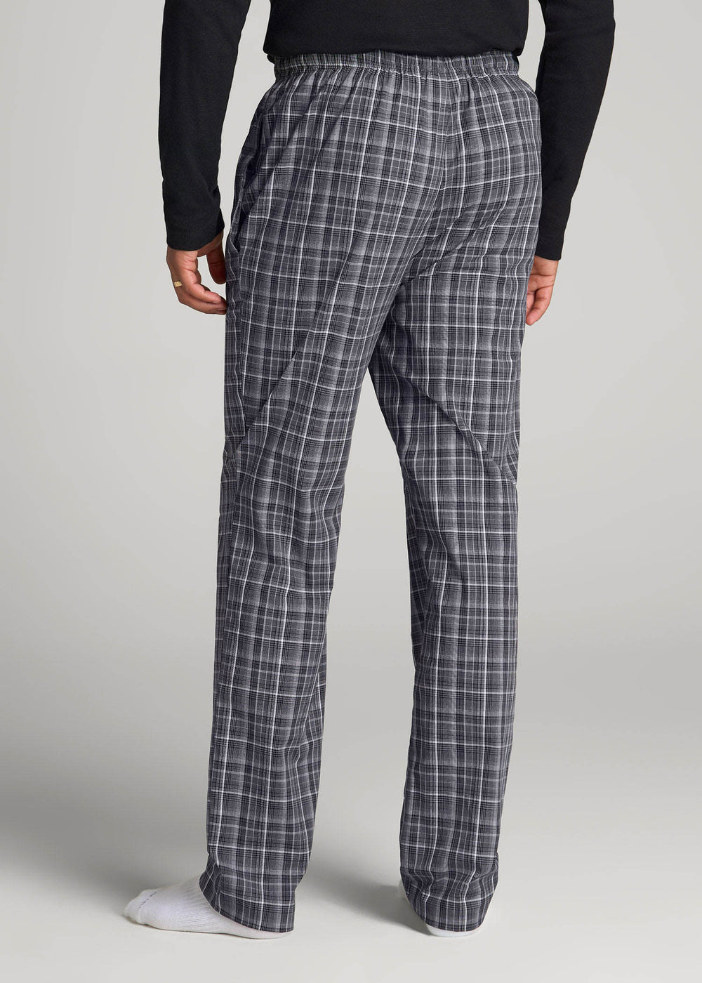 American Tall Online Shop | Woven Pajama Pants for Tall Men in Black & Grey Plaid