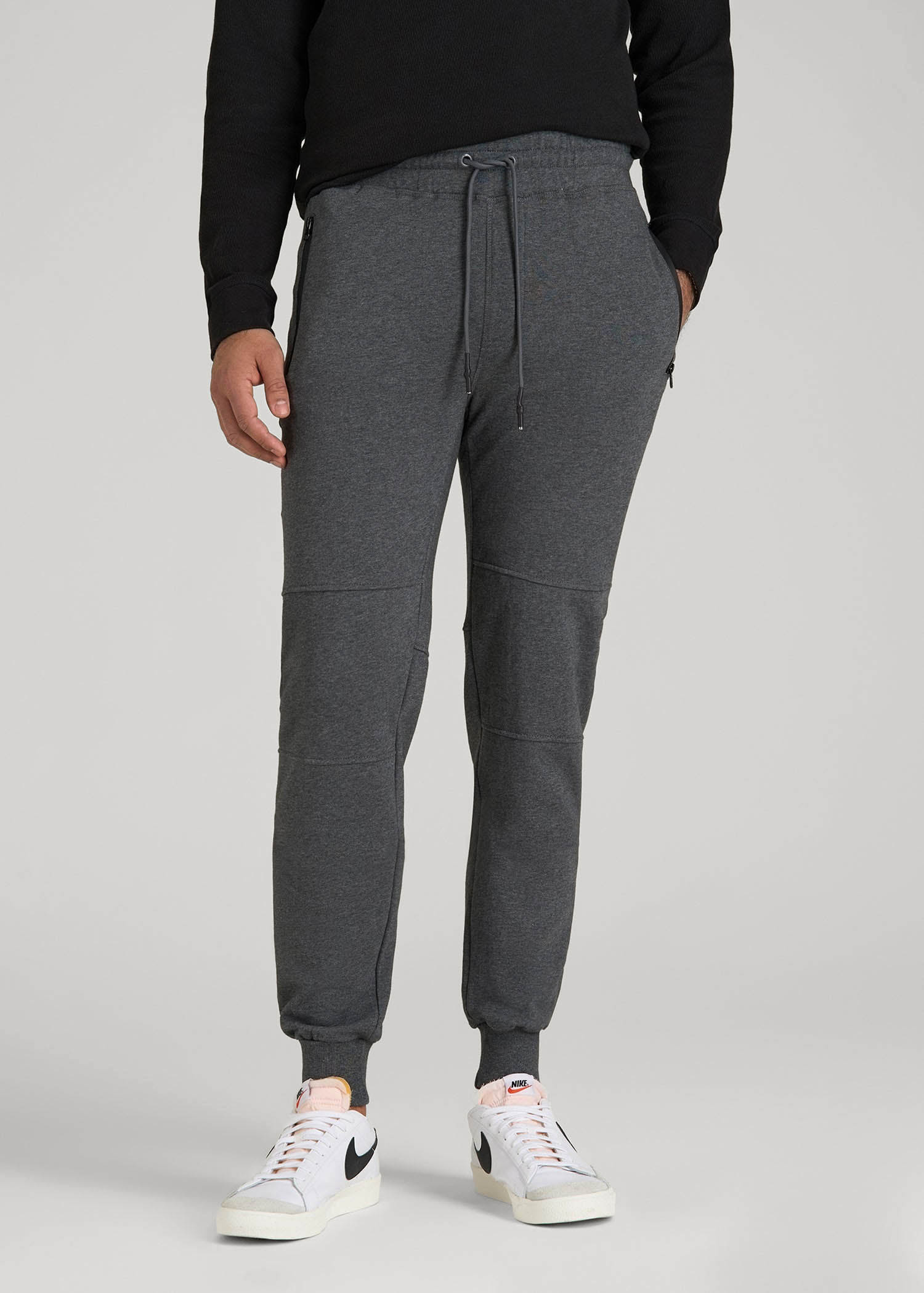 American Tall Discount | Wearever French Terry Joggers for Tall Men in Charcoal Mix