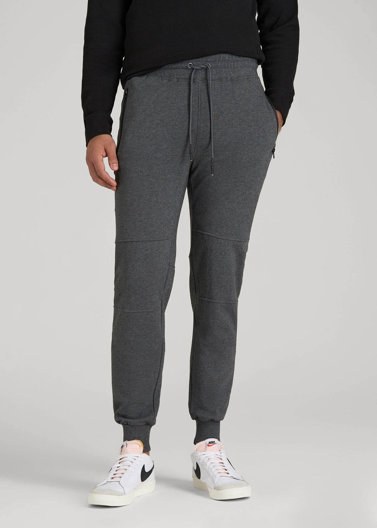 American Tall Discount | Wearever French Terry Joggers for Tall Men in Charcoal Mix