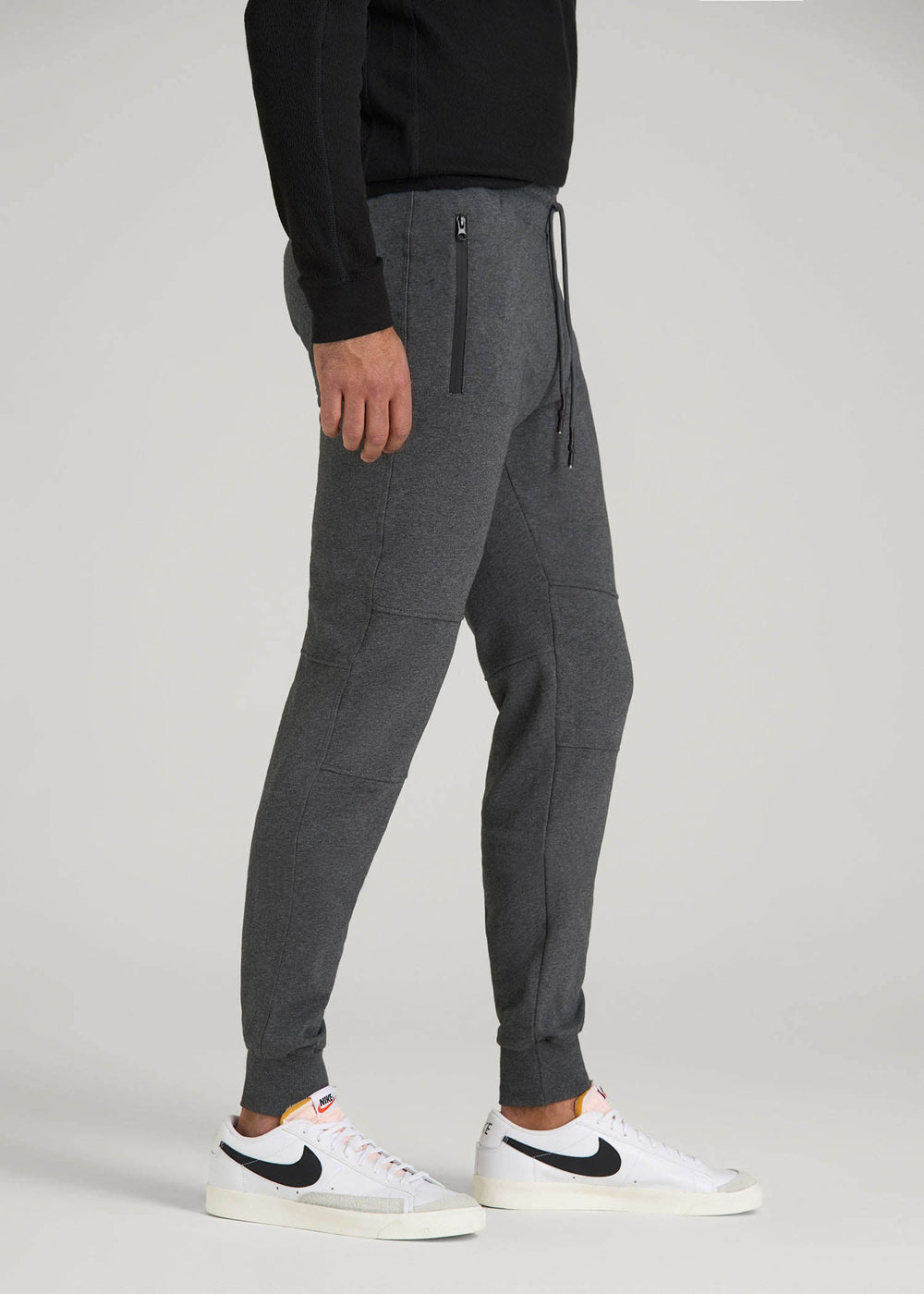 American Tall Discount | Wearever French Terry Joggers for Tall Men in Charcoal Mix