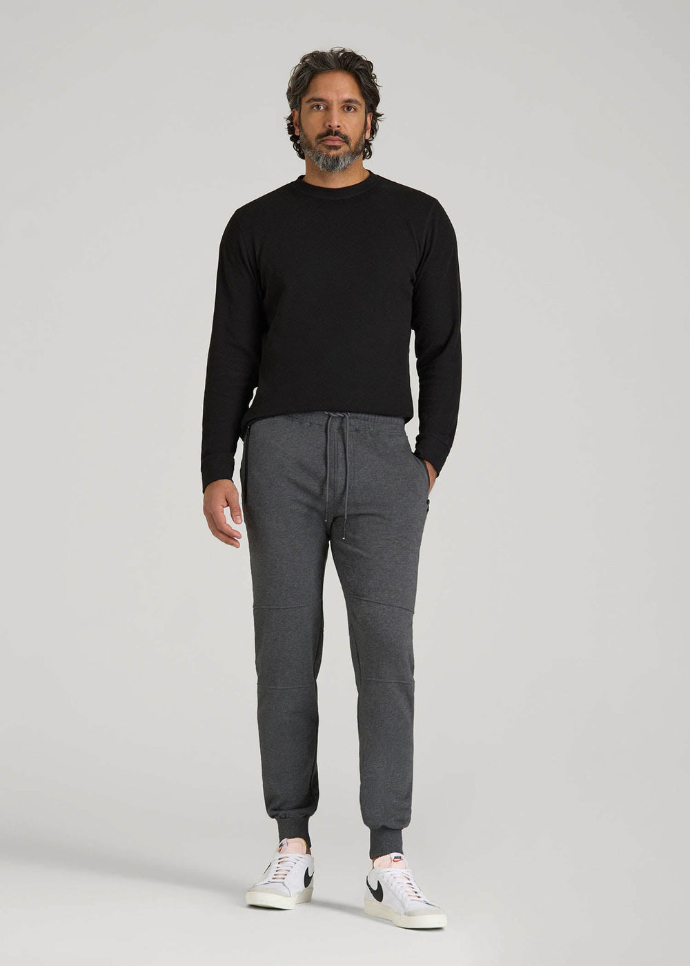 American Tall Discount | Wearever French Terry Joggers for Tall Men in Charcoal Mix