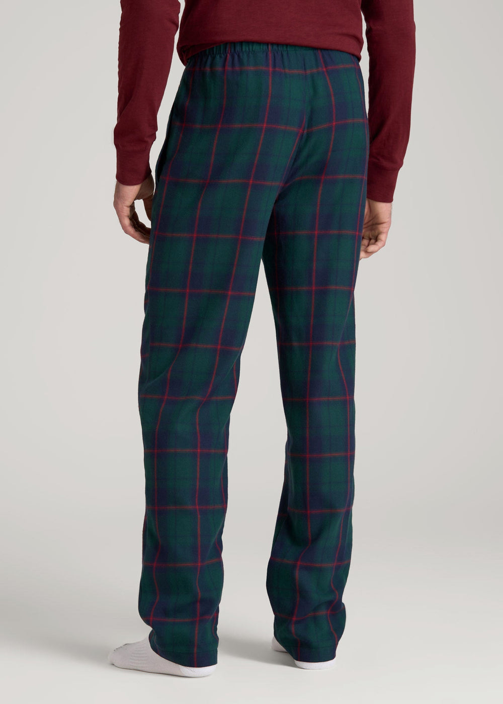 American Tall Online | Plaid Pajama Pants for Tall Men in Green and Red Tartan