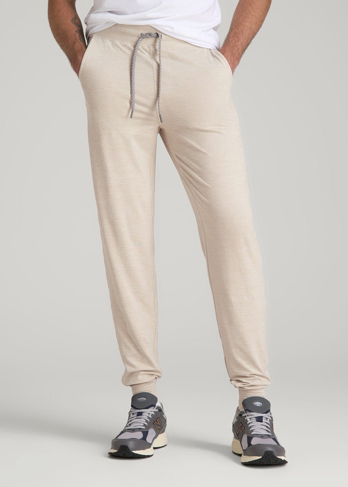 American Tall Discount | Weekender Stretch Lounge Joggers for Tall Men in Stone Heather