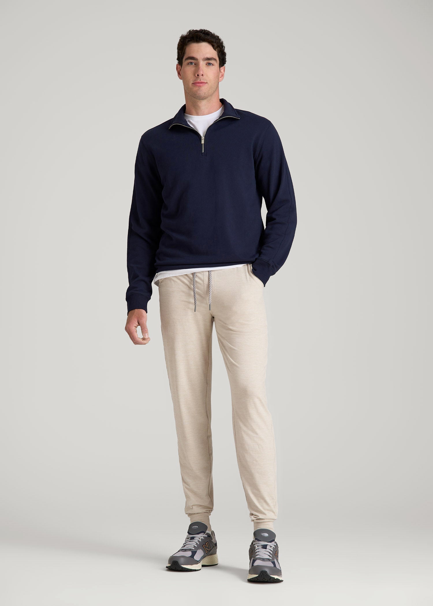 American Tall Discount | Weekender Stretch Lounge Joggers for Tall Men in Stone Heather