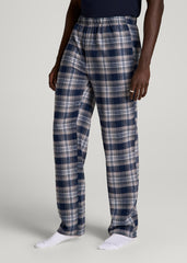 American Tall Outlet | Plaid Pajama Pants for Tall Men in Navy and Grey Plaid