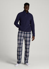 American Tall Outlet | Plaid Pajama Pants for Tall Men in Navy and Grey Plaid