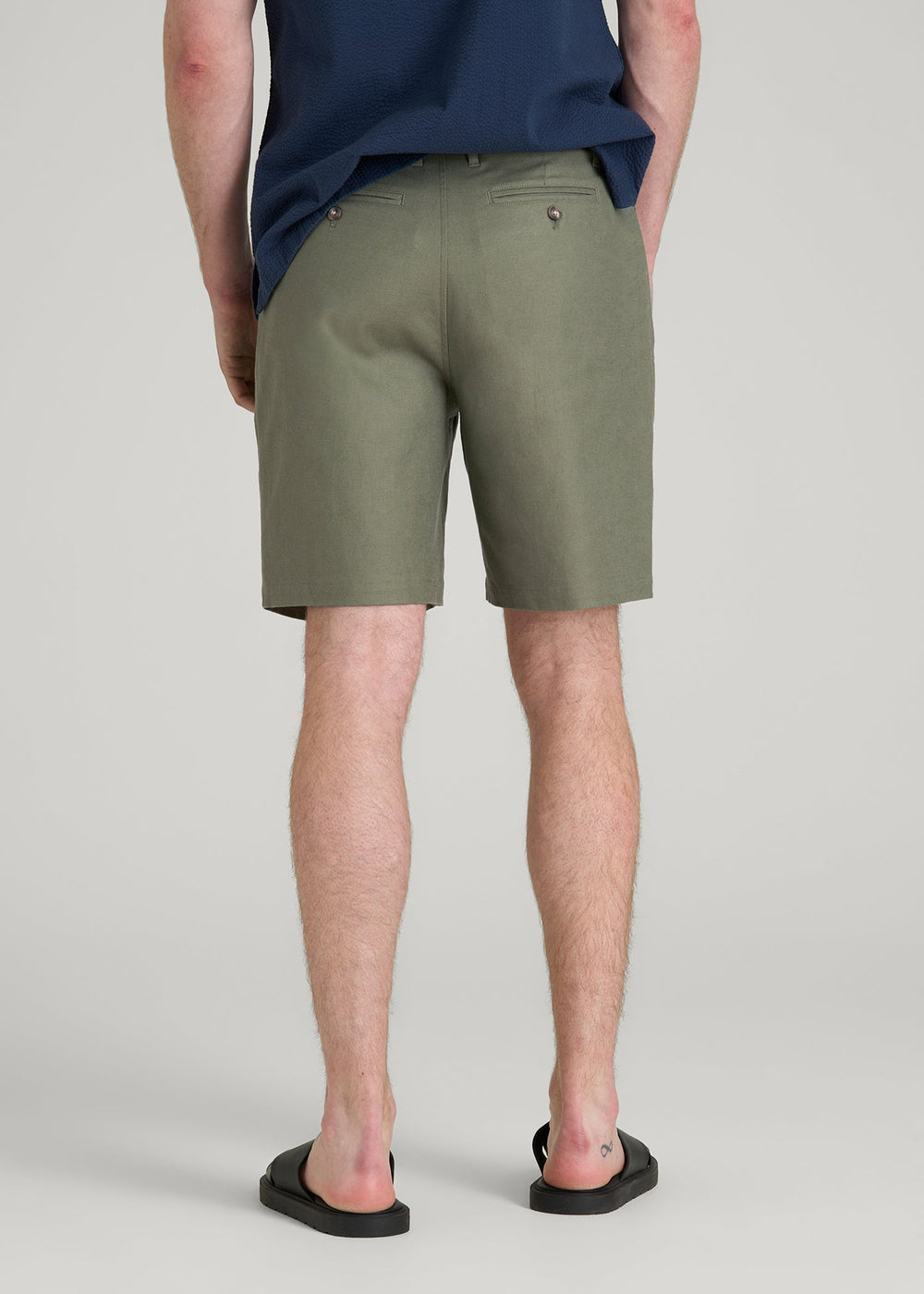 American Tall Online Shop | Stretch Cotton Linen Blend Shorts for Tall Men in Olive