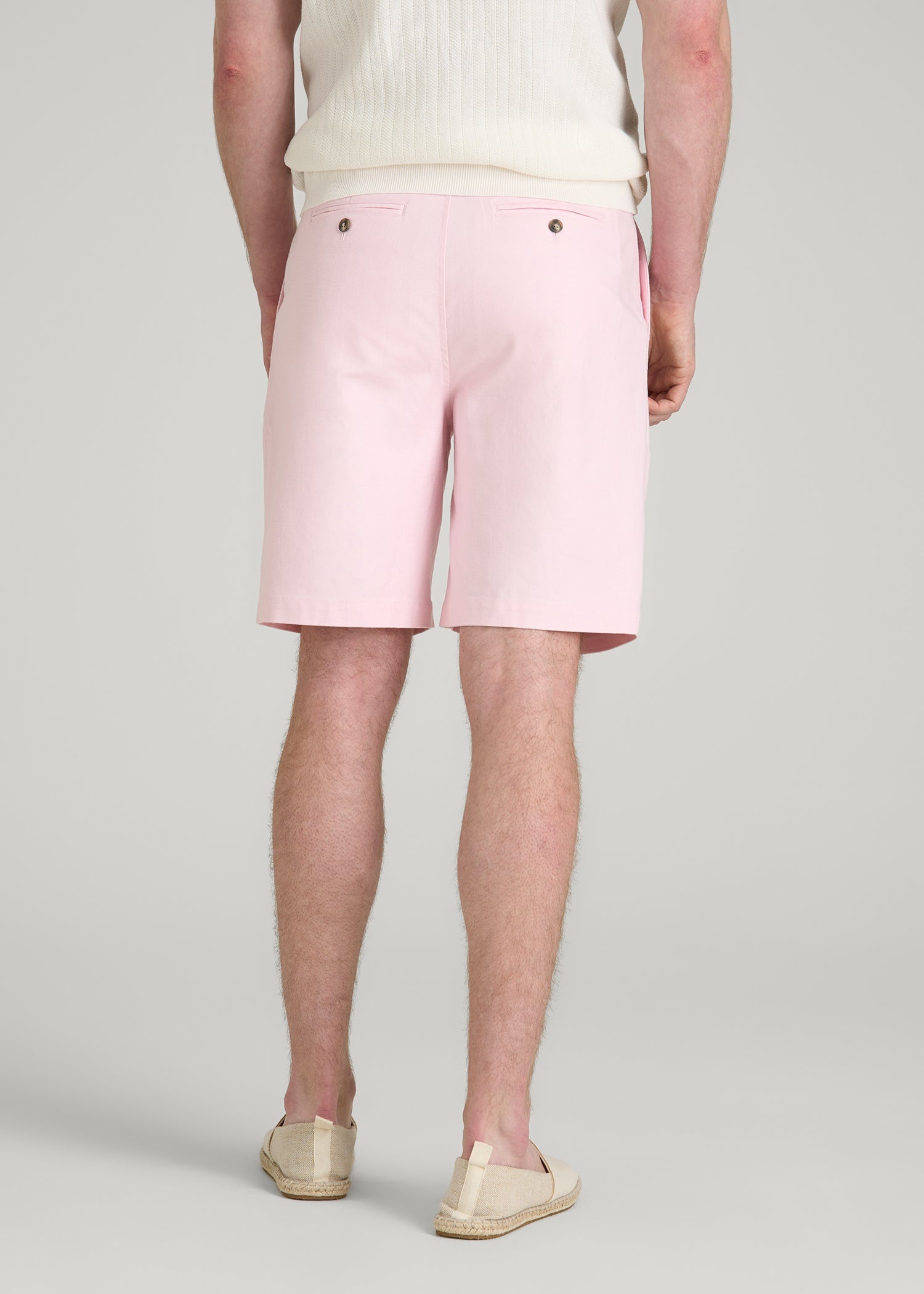 American Tall Sale | Stretch Cotton Linen Blend Shorts for Tall Men in Barely Pink