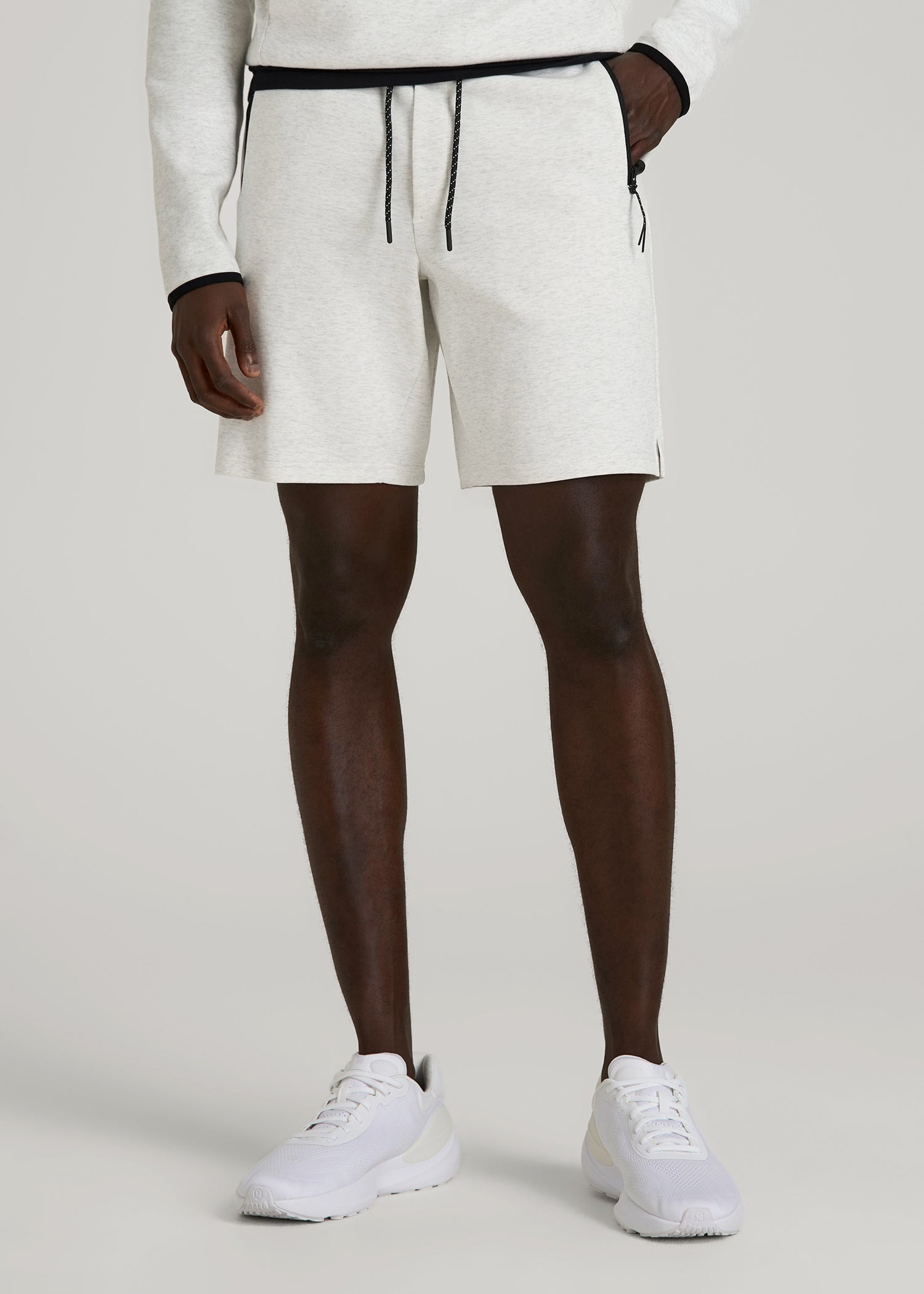American Tall Outlet | Tech Motion Fleece Shorts for Tall Men in Heather Frost
