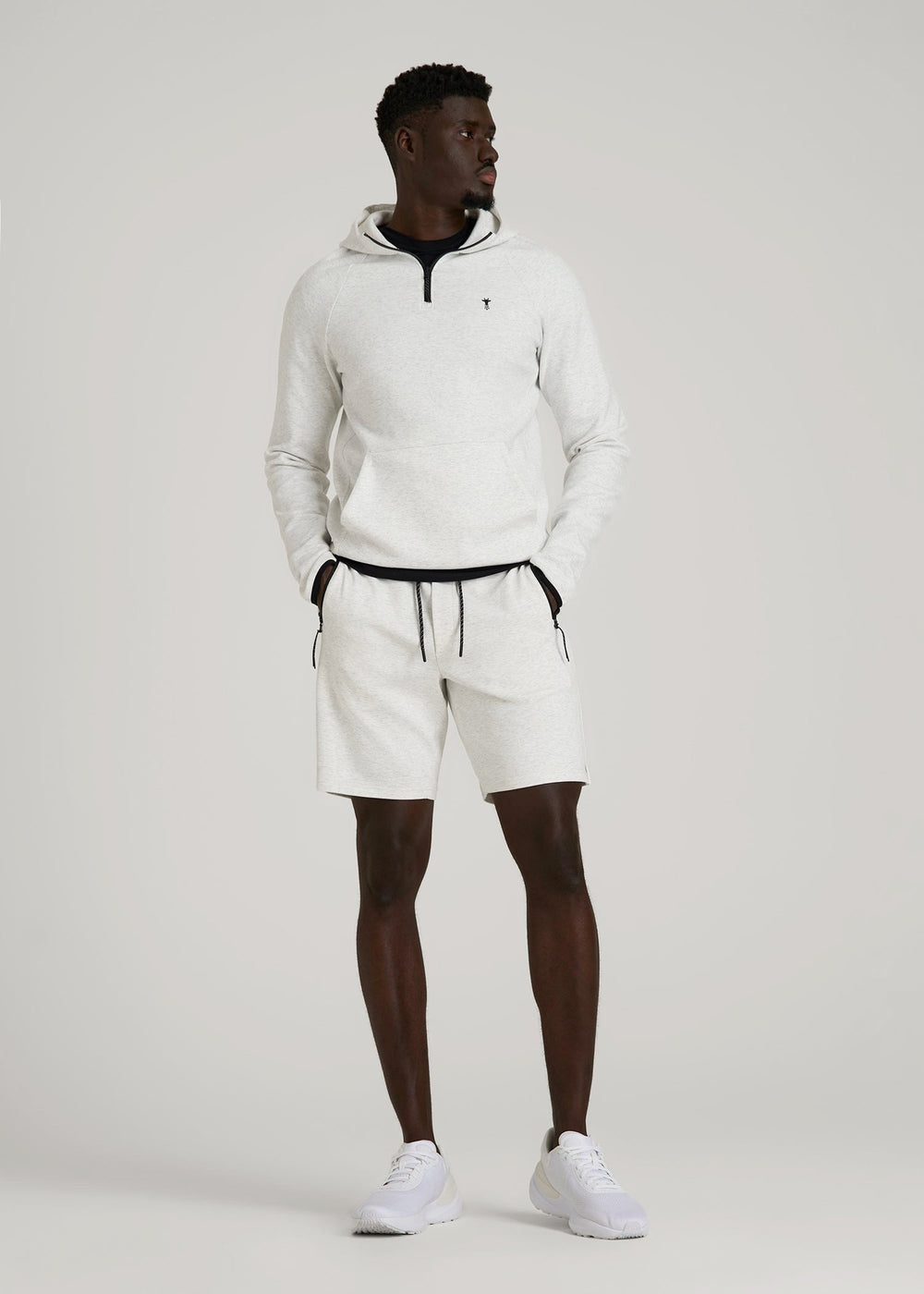 American Tall Outlet | Tech Motion Fleece Shorts for Tall Men in Heather Frost
