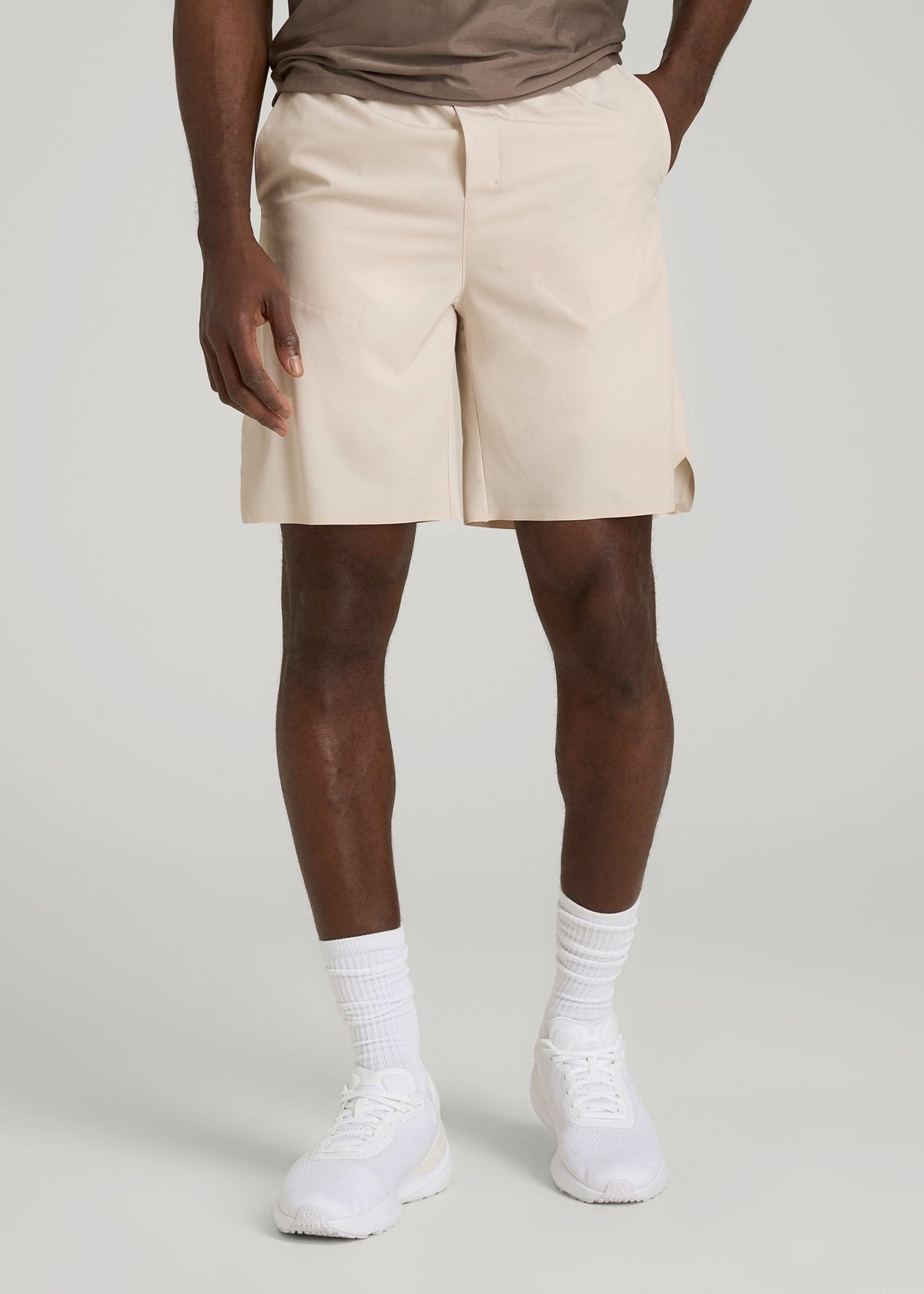 American Tall Online | 2-in-1 Featherweight Running Short for Tall Men in Light Stone