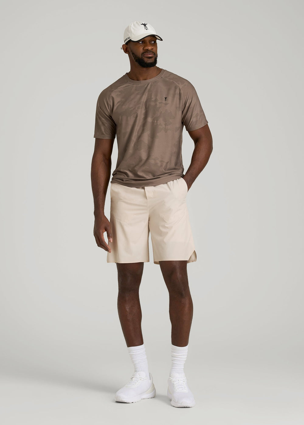 American Tall Online | 2-in-1 Featherweight Running Short for Tall Men in Light Stone