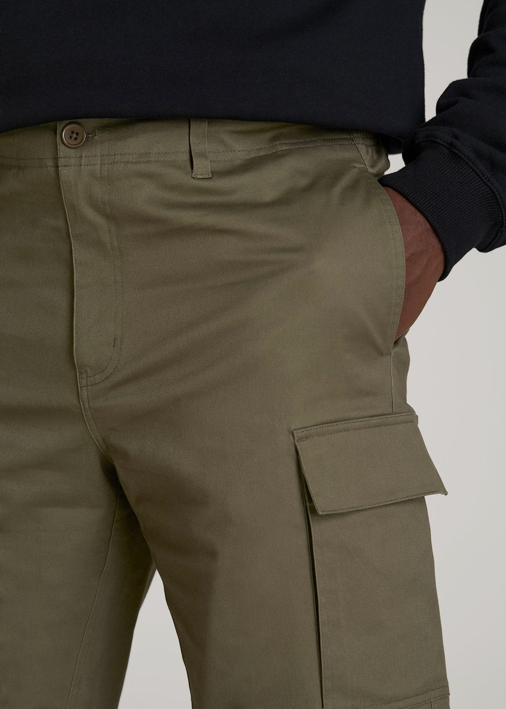 American Tall Online | Stretch Twill Cargo Shorts for Tall Men in Dark Moss Green