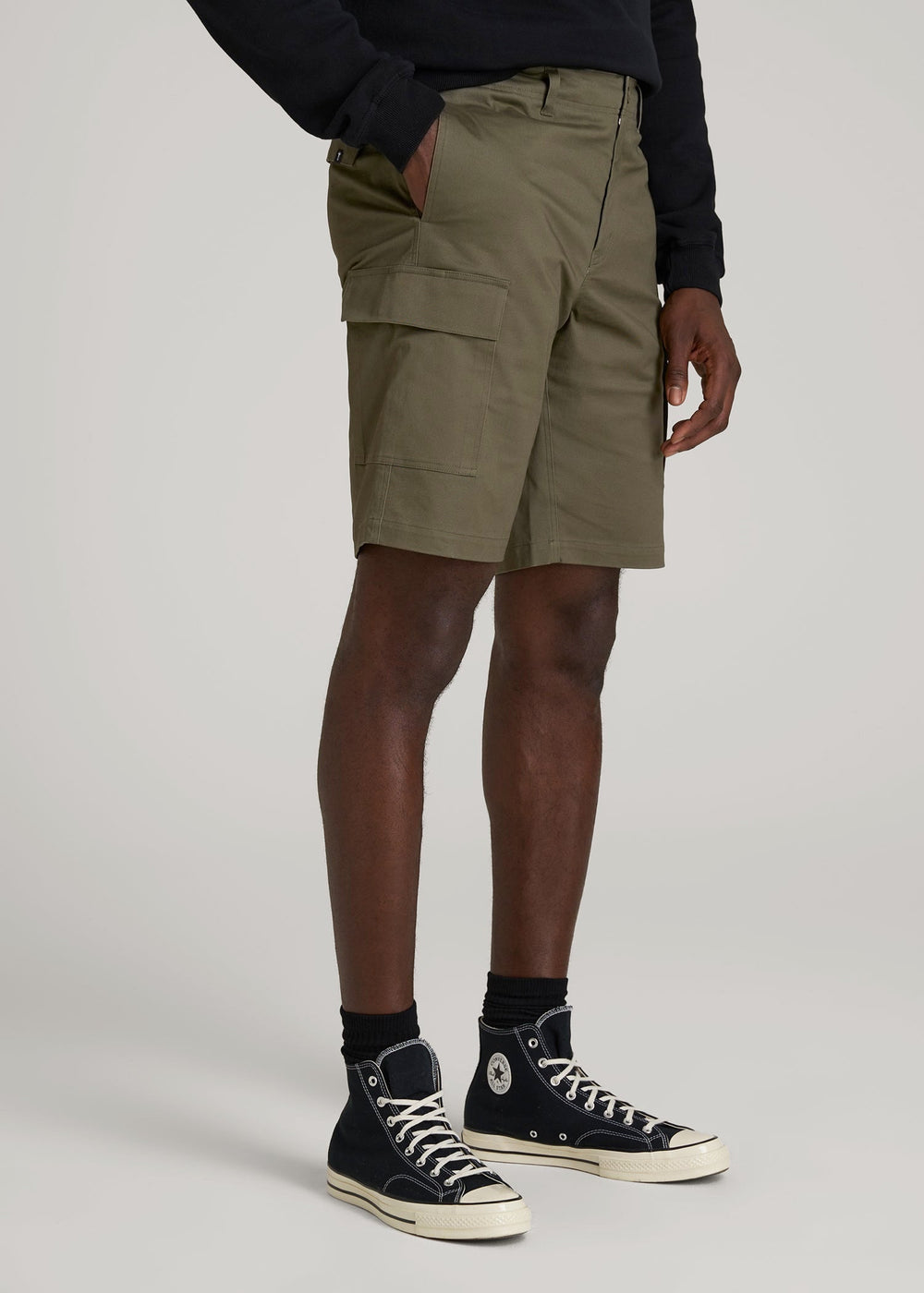American Tall Online | Stretch Twill Cargo Shorts for Tall Men in Dark Moss Green